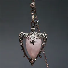  〔J343-2〕ローズクォーツ ペンデュラム ペンダントトップ ダウジング 振り子 占い