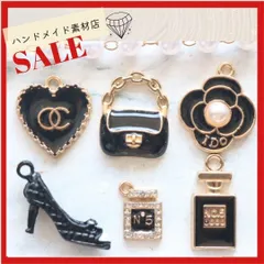 【6個】ハート 鞄 ハンドバッグ カメリア 5番  ストーン  香水瓶 ハイヒール お洒落 デコパーツ アパレル ゴールド系 素材 資材 アクセサリー製作