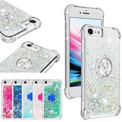 iPhone 15 Pro Max ケース 背面 リング付き 流砂 流れ おしゃれ かわいい キラキラ ラメ グリッター スパンコール 耐衝撃 ソフト アイフォン 15 プロ マックス スマホカバー