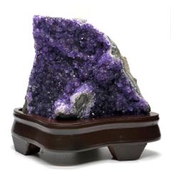 ウルグアイ産　アメジストクラスター【木製台座付き】　NO.15　☆天然石　クラスター　浄化