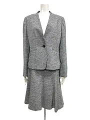 【中古】【美品】J.PRESS ジェイ・プレス スーツ スカートスーツ レディース グレー系 千鳥格子柄 秋冬 ウール サイズ13＿S11＿セルモアから出品＿s-0264-r11