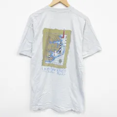 XL/古着 フルーツオブザルーム 半袖 ビンテージ Tシャツ メンズ 90s 灯台 大きいサイズ コットン クルーネック 薄グレー 霜降り 25sep13 中