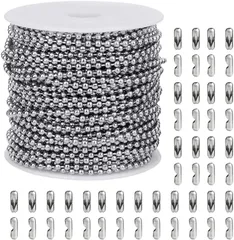 AZNABLE ボールチェーン キーホルダー シルバー ステンレス コネクター付き 20m