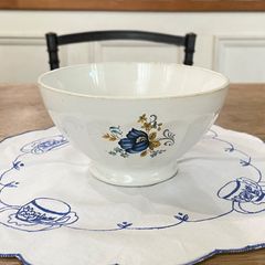 フランスアンティーク 　カフェオレボウル　青い花　ブルー　フレンチスタイル【721】