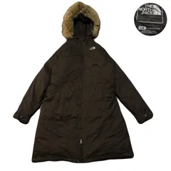 THENORTHFACE ノースフェイス DownCoat ダウンコート Hoodie パーカー Hyvent ハイベント Embroidery 両面刺繍ロゴ FauxFur フェイクファー Goose グース Brown ブラウン 茶 L