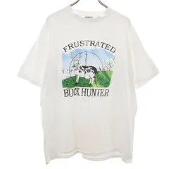 ONEITA オニータ 90s オールド BUCK HUNTER 牛 半袖 Tシャツ XL ホワイト シングルステッチ アニマル メンズ 古着