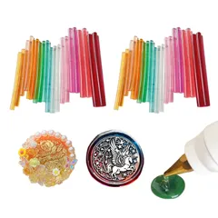 【迅速発送】DELUXEFOX シーリングワックス 半透明 7mmグルーガン用【40本セット】封蝋スタンプ作成 グルースティック ホットメルト接着スティック 初心者 シーリングスタンプ ワックス スタンプ作成 - 10cm