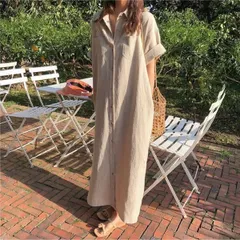 シャツワンピ 2WAY カーディガン 半袖 ロング 無地 ワンピース アウター レディース 春 夏 日焼け止め 冷房対策 ゆったり 着痩せ 通勤