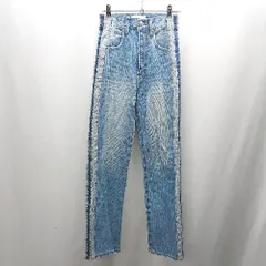 ◇ AZUL BY MOUSSY コットン100％ サイドライン ハイウエスト ストレート デニム パンツ サイズXS ブルー レディース E  【1404020000863】