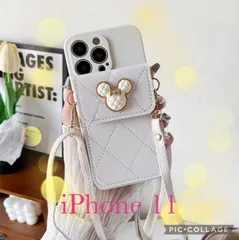 【送料無料】ディズニー風 iPhone11ケース ホワイト キャメル ブラック 大人可愛い キラキラデザイン ストラップ付き