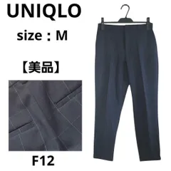 【美品】UNIQLO スマートアンクルパンツ スラックス ネイビー M チェック