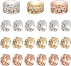 PH PandaHall ロンデル 6mm 30個 平型 スペーサービーズ ラインストーンビーズ ジルコニア メタル アクセサリーパーツ ジュエリー 手芸 クラフト用品 手作り素材 DIY材料 3色( ミックス)