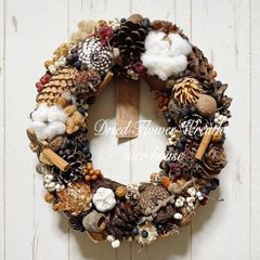 木の実のリース ドライフラワーリース オーバルリース