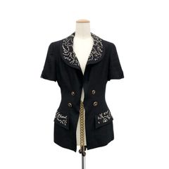 CHANEL シャネル リネン ジャケット ヴィンテージ ブラック 38 P01729