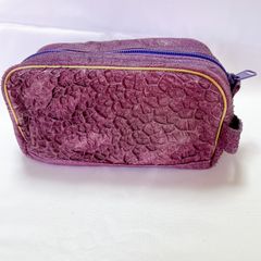 新品 未使用 本革 レザーポーチ セカンドバッグ 牛革 亀の甲つなぎ 和装 レア品 パープル
