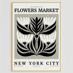 アートポスター FLOWERS MARKET モノトーン おしゃれ インテリア 6656-9