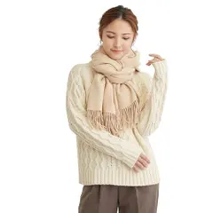 ベージュ [mujina] ストール 大判 厚手 マフラー カシミヤタッチ 結婚式 秋冬 柔らかい ポンチョ ひざ掛け 膝掛け 大きいサイズ 結婚式ストール プレゼント ギフト ブルーグレー ベージュ