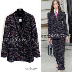 シャネル ジャケット CHANEL 140万 マルチカラー ツイード ダブル ココボタン ランウェイ登場 カール・ラガーフェルド 貴重 超美品 34 36