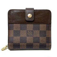 【訳アリ】ルイ ヴィトン 財布 ダミエ 2つ折財布 コンパクトジップ コの字ファスナー N61668 イニシャル入り LOUIS VUITTON ブランド【中古】