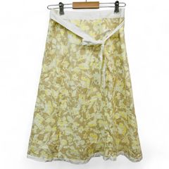 スピックアンドスパン　サイズ38　ロングスカート　ベージュ×黄×白　花柄　日本製