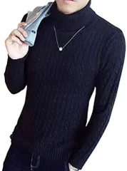 BENQUE(ベンケ) チクチクしない ニット セーター メンズ タートルネック タートルニット カジュアル 長袖 ロング 秋 冬 メンズ冬服おしゃれ メンズセーター(ブラック,  L (日本サイズM))