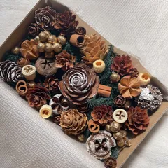 ドライフラワー　ドライナッツ  木の実詰め合わせ セットˎˊ˗ ナチュラルカラー　ブラウン　ゴールド　スノー　クリスマス　クリスマスミックス　ナチュラルクリスマス No.110