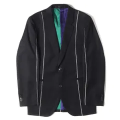 美品 Paul Smith ポールスミス ジャケット パイピング デザイン ノッチドラペル 2B テーラードジャケット ブラック S アウター ブレザー オフィス ビジネス カジュアル ブランド