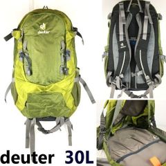 deuter/ドイター　30L　レインカバー付き　登山/リュックサック/バックパック　ライムグリーン　背面スポンジ　ポケット多数　管NO.YB26-14 #BUZZBERG