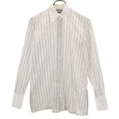 DKNY DONNA KARAN NEW YORK ダナキャランニューヨーク ストライプ柄 長袖 コットンシャツ P4 ホワイト レディース 古着