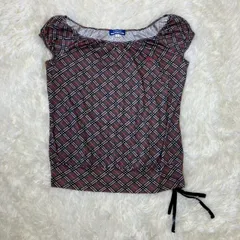 バーバリーブルーレーベル カットソー ノースリーブ ノバチェック ホースロゴ リボン グレー Mサイズ相当 ★お値段交渉を受け付けます。