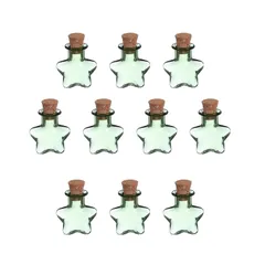 uxcell 10個 ミニガラスボトルペンダント 0.01oz/0.5ml 星形小さなガラス瓶 コルクストッパー付き 願い ボトル DIYクラフトパーティーウェディングデコレーション お気に入り 緑