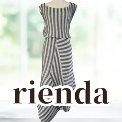 UESD rienda アシンメトリーリブニットワンピース グレーストライプ Ｓサイズ レディース リエンダ