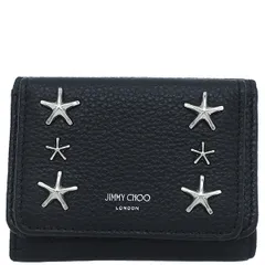 ジミーチュウ JIMMY CHOO 三つ折り財布 スタッズ コンパクト ウォレット レザー メタル ブラック シルバー金具 黒 星 スター ミニ財布  【箱】【中古】のサムネイル