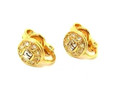 ■美品■ NINA RICCI ニナリッチ ラインストーン クリップ式 イヤリング アクセサリー レディース ゴールド系 DE6479