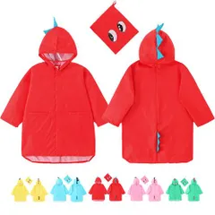 在庫処分中 [レッドXXXLサイズ] レインコート 恐竜 キッズ 子供用 怪獣 カッパ カラフル レインウェア レインポンチョ 雨具
