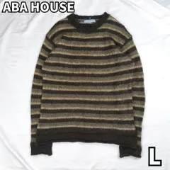【✨1枚で決まるスタイル】　アバハウス　ボーダーニットトップス セーター モヘア ユニセックス　ブラウン　L　3