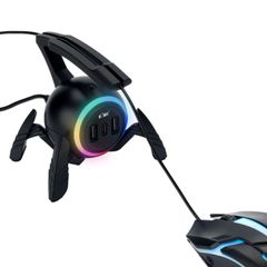 Color:RGBライト型 KIWIFOTOS マウスバンジー コードホルダー マウスケーブルホルダー 取り出しな柔軟なアーム付き 有線マウス適用 ゲームマウスバンジー 有線マウス用マウスバンジー RGBライト 安定感アップ 快適 ブラック