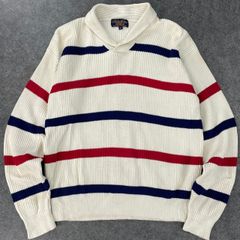 Brooks Brothers ブルックスブラザーズ 長袖 ニット セーター プルオーバー ショールカラー ボーダー コットン100% メンズ
