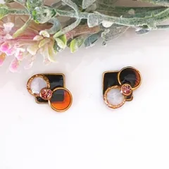 no.65　ゴールド枠でリボン風に　パール　ハニーイエロー　ピアス　イヤリング　ハンドメイド