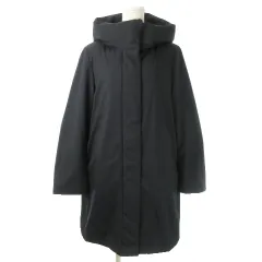 ユニクロ UNIQLO ハイブリッドダウンコート ロング ジップアップ フーディー 防寒 M 紺 ネイビー 211-450491 /AO7 ■GY12