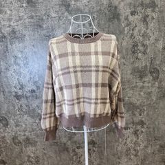 ☆GRL☆グレイル♪チェック柄ニットセーター♪アクリル♪パープル♪秋冬向け(F)
