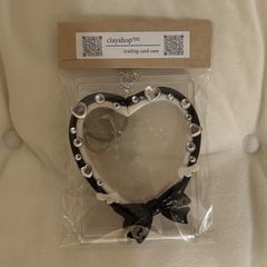 【在庫商品】天使のハート縁取りトレカケース🎀　キーホルダー/B8/トレカケース/クレイデコ/硬貨ケース/韓国/オタ活
