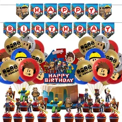 Roblox F ヌーブ君 ロブロックス 誕生日 飾り付け 風船 バースデー バルーン セット HAPPY BIRTHDAY ガーランド タペストリー おめでとう ケーキ 装飾 ゲーム 男の子 女の子 撮影 パーティー イベント ハッピー バースデイ RF