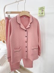 キルトニットパジャマ前開き　ルームウェア　　上下セット