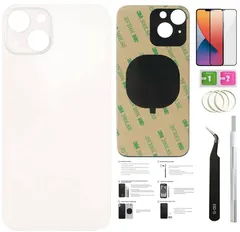 13 バックガラス 交換用 iPhone 13 バックカバーガラス (6.1インチ) インストール済みテープ付き + 取り付け説明書 + 修理ツール + スクリーンプロテクター (スターライト) 