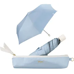 Wpc. 日傘 オールウェザーパラソル サックス 《遮光率100%・UVカット率100％・UPF50＋・晴雨兼用》 親骨50cm レディース スリム コンパクト シンプル 無地 パステル 女性 メンズ 通勤 通学 RAH-2305-FP