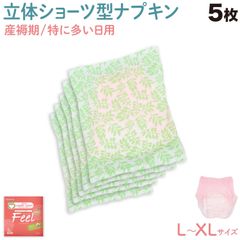 【気軽にお試し】女性用 ECO 産褥 ショーツ ナプキン フィールオーガニック L-XLサイズ 5個 多い日用 夜用 防災 使い捨て ショーツ型　 XINS-ECO-FEEL-XL5