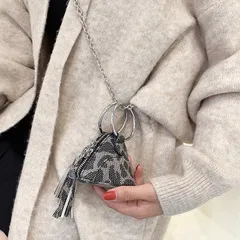 ショルダーバッグ　ミニバッグ　ポーチ　小物入れ　ヒョウ柄　灰