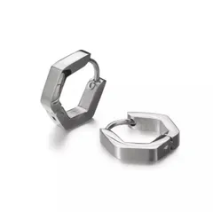 1個　18G カラー(ステンレス　シルバー　ゴールド)　フープピアス　六角形　ヘキサゴン　簡単装着　キャッチ不要にワンタッチ　ロックピアス　ボディピアス