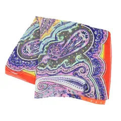 ETRO エトロ ペイズリー柄 シルク シフォン スカーフ / ストール 大判 シアー / マルチカラー / イタリア製 / ブランド ファッション 小物 雑貨【レディース】【中古】